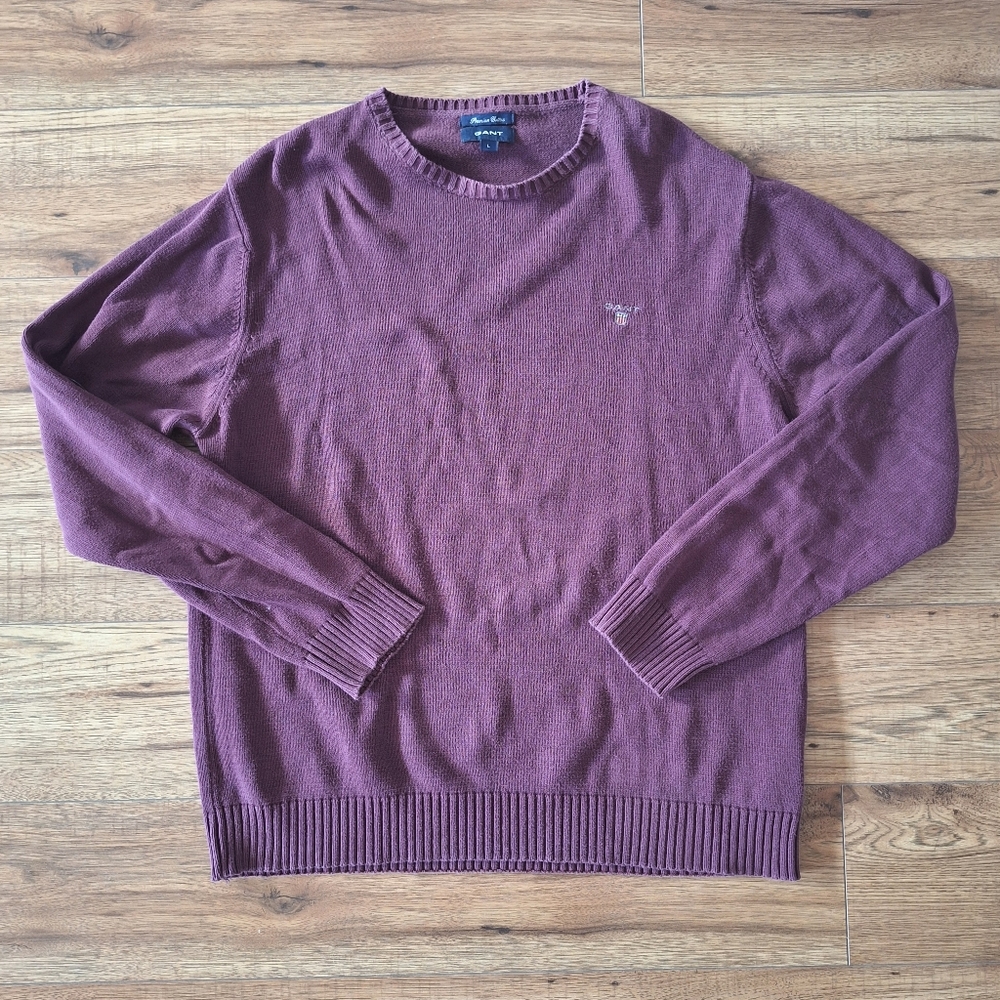 Vintage GANT Men's Pullover Sweater In Purple Size L Classic Style